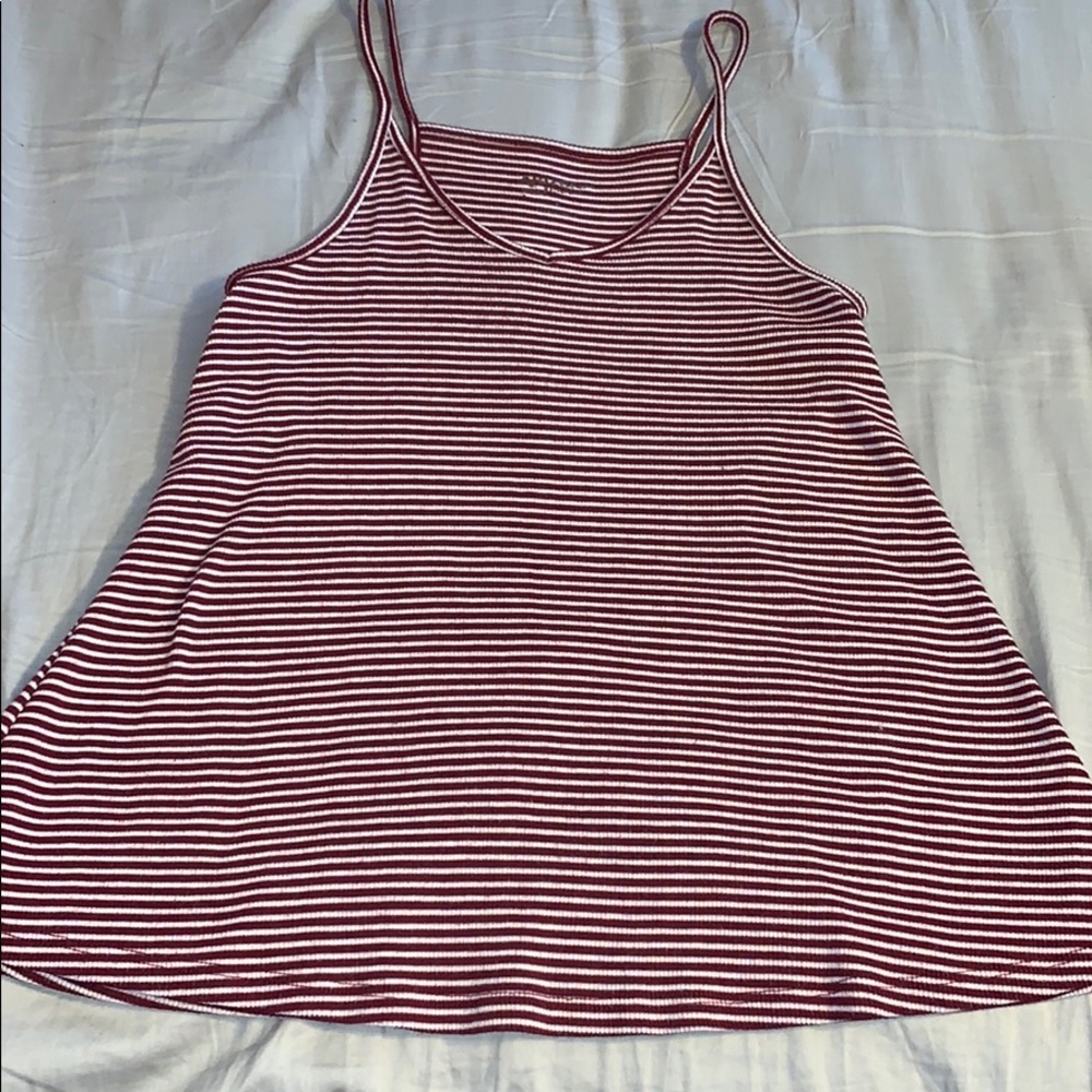 Maroon and white striped tank top